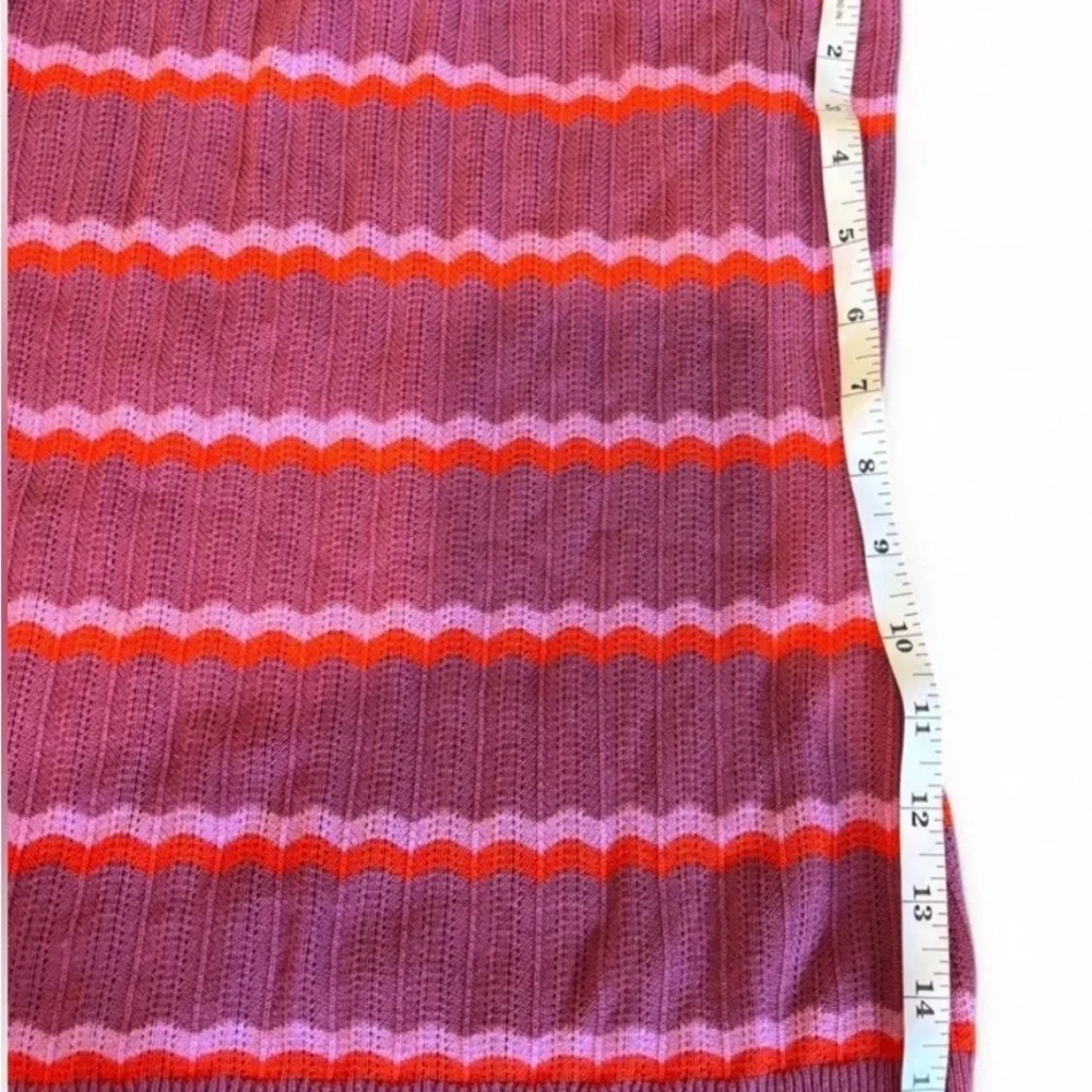 LOFT Outlet Ribbed Knit Tank Top Purple Pink Red Coral Striped Chevron Size S